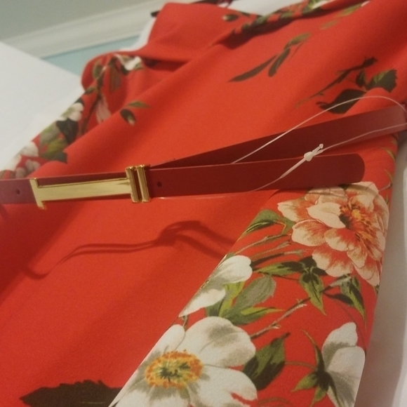 𝅺Sharagano Red Multi Off The Shoulder Dress - Picture 8 of 8